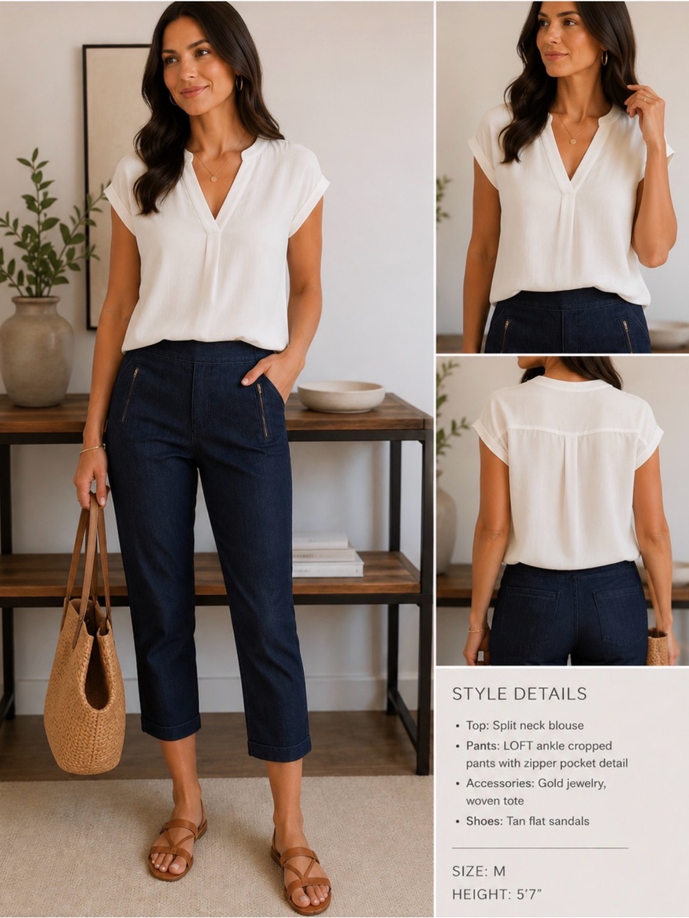 LOFT Blue Ankle Cropped Pants Classic Indigo NWOT.